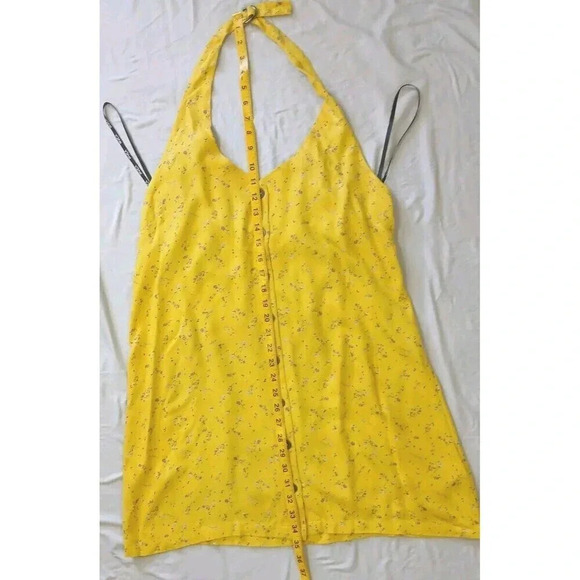 RVCA 90'S Baby yellow Halter Dress Size Medium - Picture 5 of 8
